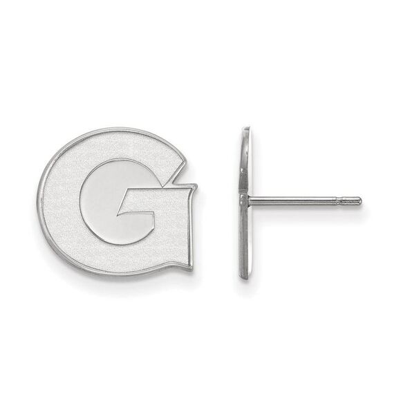 10k White Gold Georgetown University Small Post Earrings - Picture 1 of 4